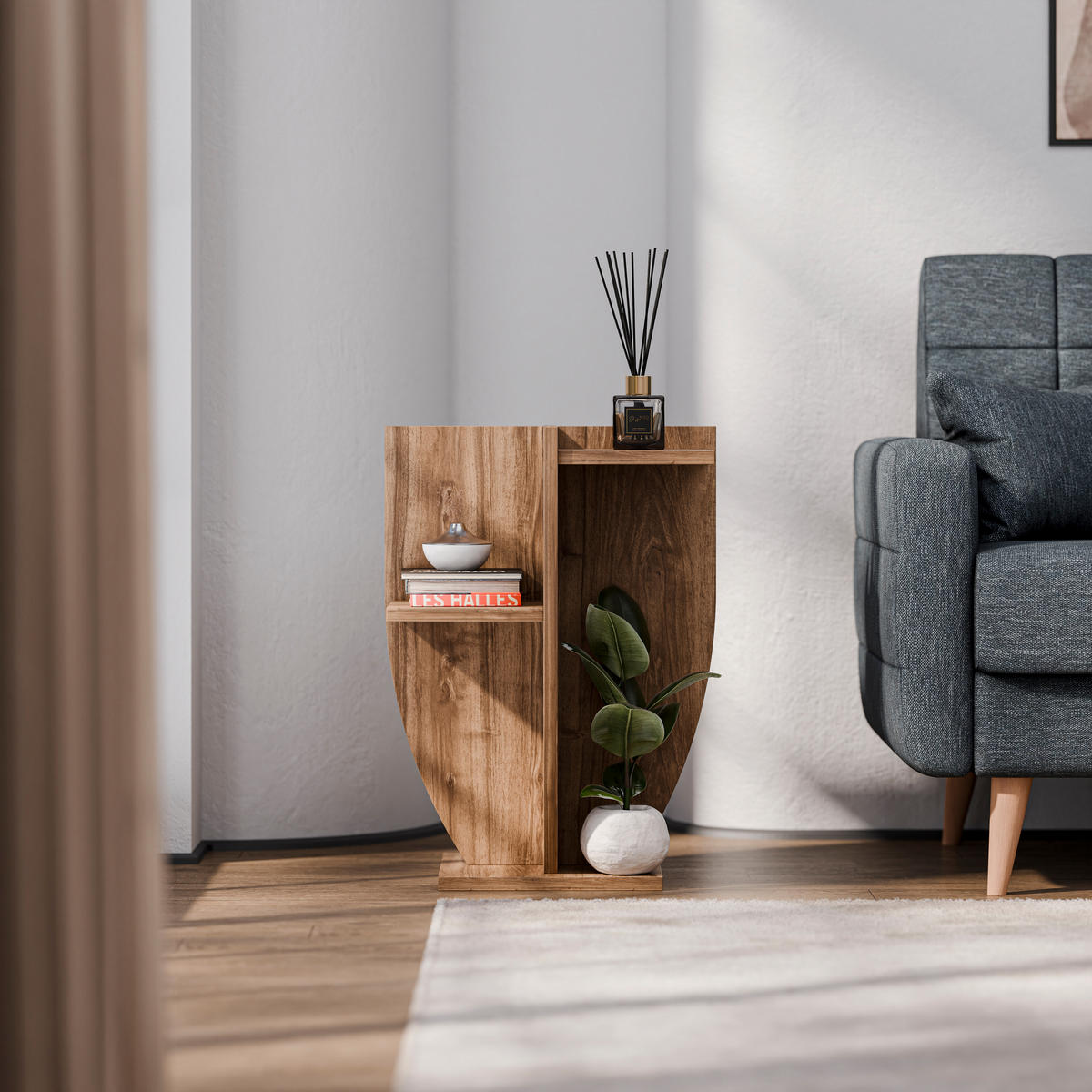PFLANZENSTÄNDER Ceki Walnuss - Braun, Holzwerkstoff (29/29/62cm) - Decorotika
