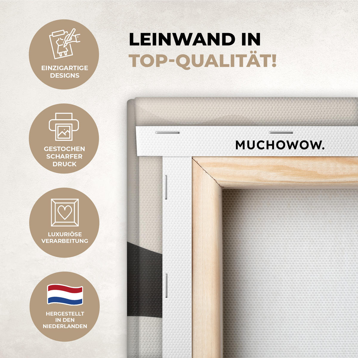 LEINWANDBILD Abstrakt - Landschaft - Wellen - Cremefarben 30x40 cm - Cappuccino, Textil (30/40cm) - MuchoWow