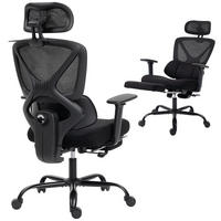 ERGONOMICKÁ kancelářská židle s síťovinou, nastavitelná opěrka hlavy - černá, textil/plast (73/128/75cm) - HOMCOM