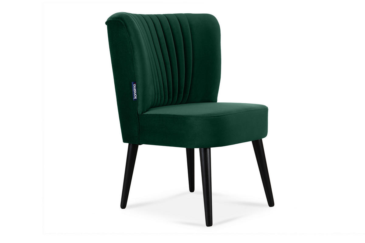 COCKTAILSESSEL DUCO auf hohen Beinen, Dunkelgrün/Schwarz - Dunkelgrün/Schwarz, Holz/Textil (63/89/65cm) - KONSIMO®