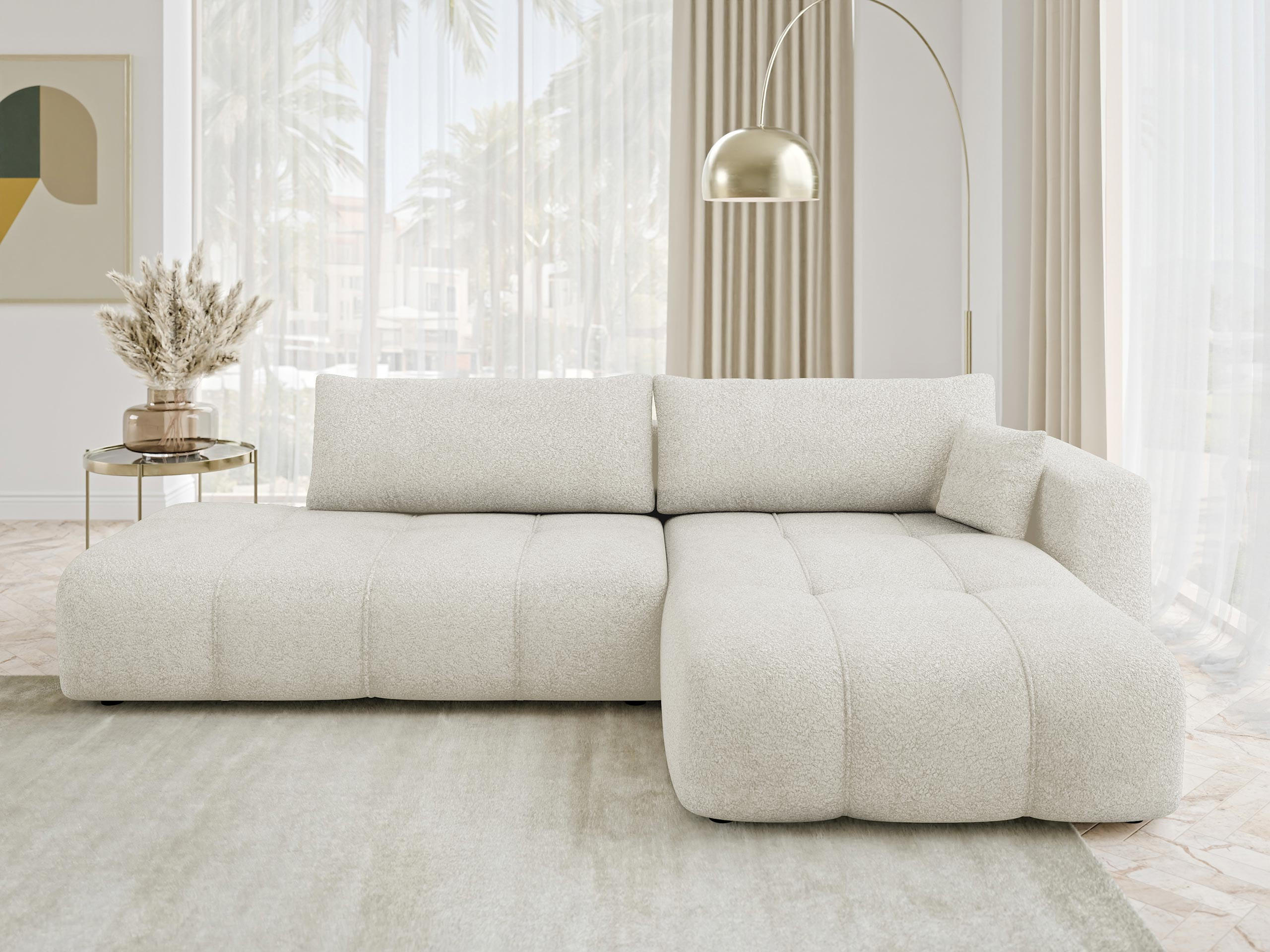 ECKSOFA Furyn O Boucle, Seite: Rechts - Schwarz/Naturfarben, Holzwerkstoff/Kunststoff (262/145cm) - MIRJAN24