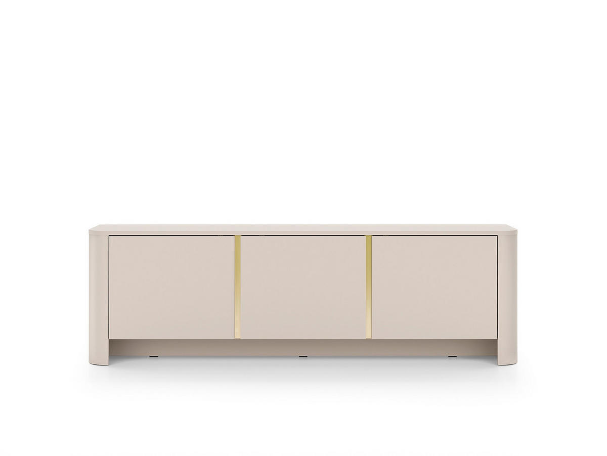RTV-SCHRANK Fari Kaschmir, Dreitüriger TV-Tisch - Kaschmir/Schwarz, Holzwerkstoff (168/52/39cm) - Bettso