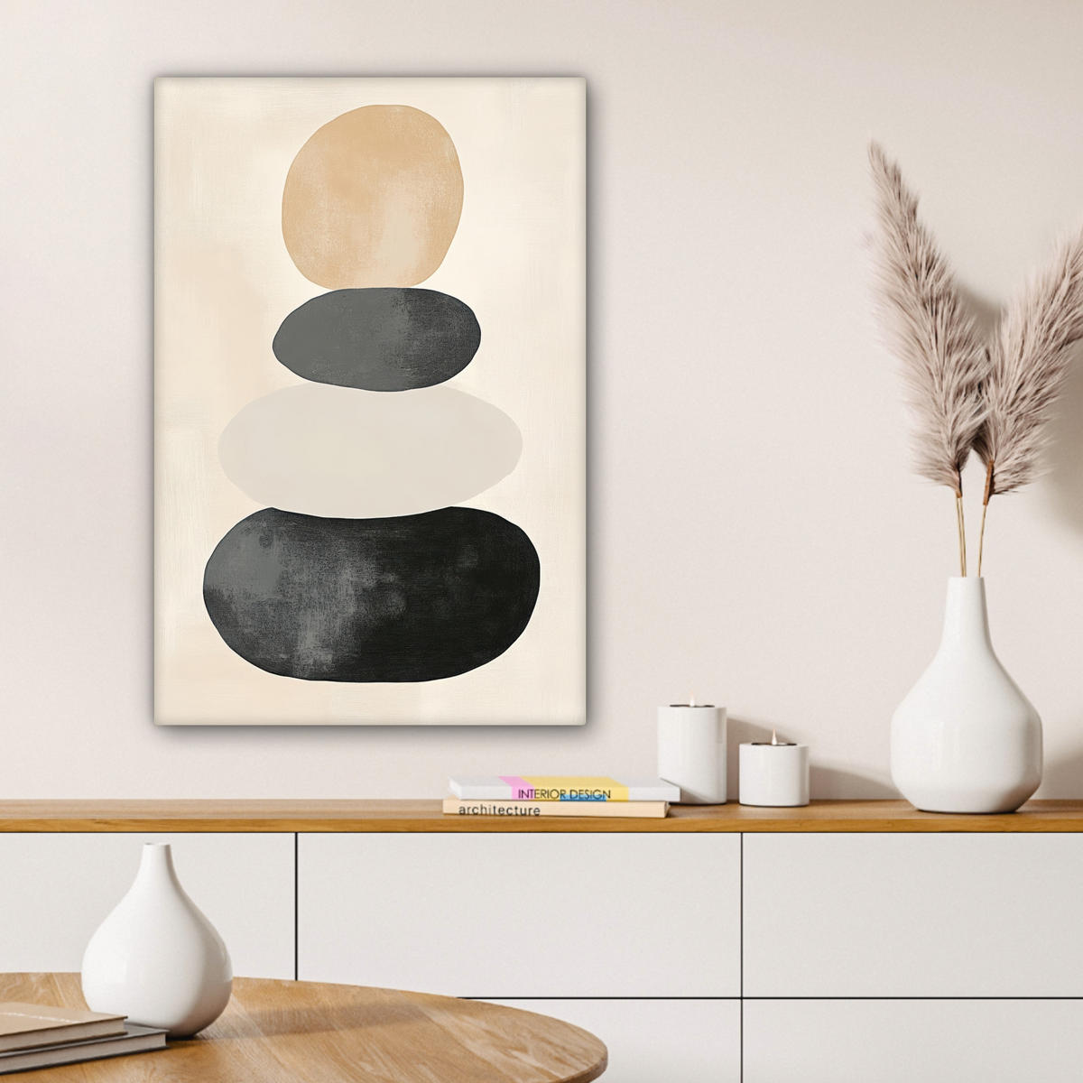 LEINWANDBILD Japandi - Wabi sabi - Beige 40x60 cm - Taupe, Textil (40/60cm) - MuchoWow