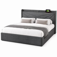 POLSTERBETT 180/200 mit Bettkasten und USB Type-C in Leinen - Beige, Holzwerkstoff/Textil (180/200cm) - EVRYAE