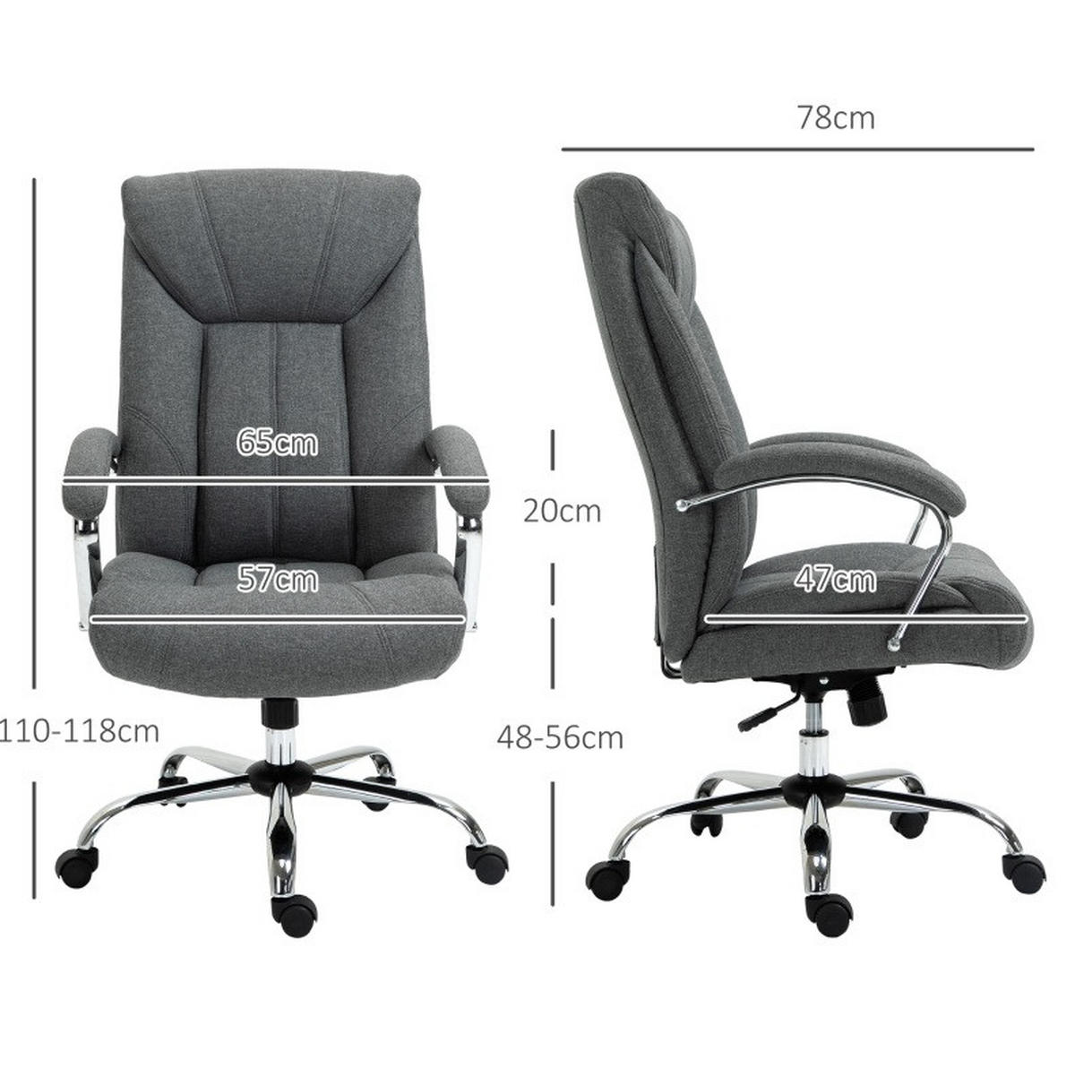 DREHSTUHL 78/65/110-118 cm grau aus Polyester mit Wippfunktion - Grau, Kunststoff (78/118/65cm) - OKWISH