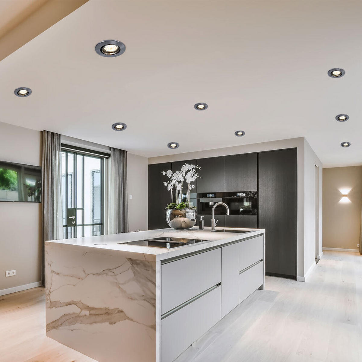 LED WANDLEUCHTE Metall Silber schwenkbar 3er Set - Silberfarben, Metall (8.3/9/8.3cm)