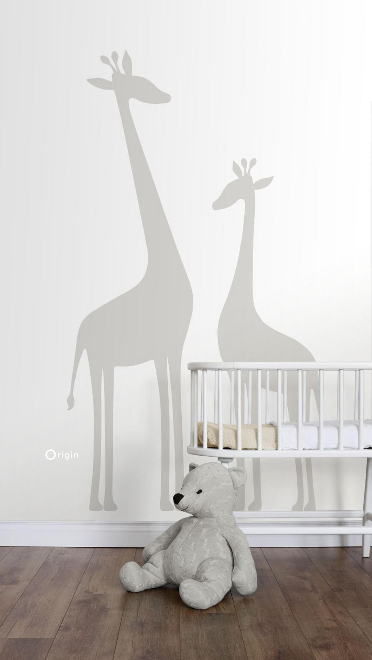 FOTOTAPETE Giraffen 150 x 279 cm - Grau, Papier (150/279cm) - Origin Wallcoverings