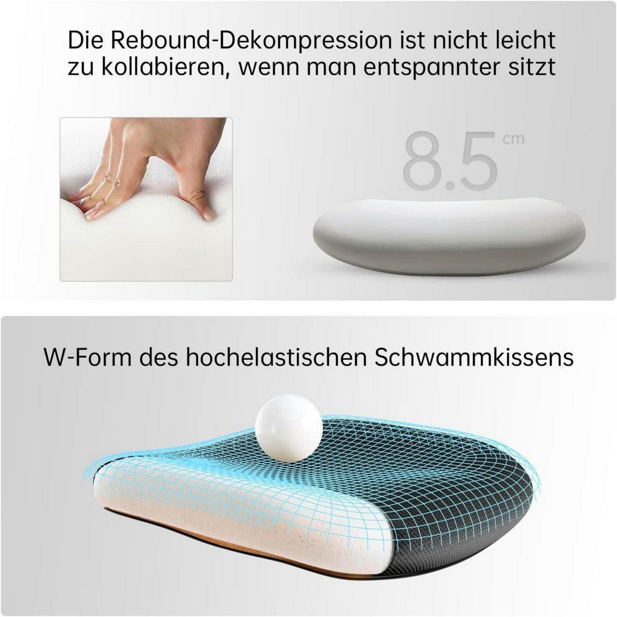 ERGONOMISCHER Bürostuhl mit verstellbarer Lordosenstütze und Kopfstütze - Schwarz, Textil (53.3/27.9/69.9cm)
