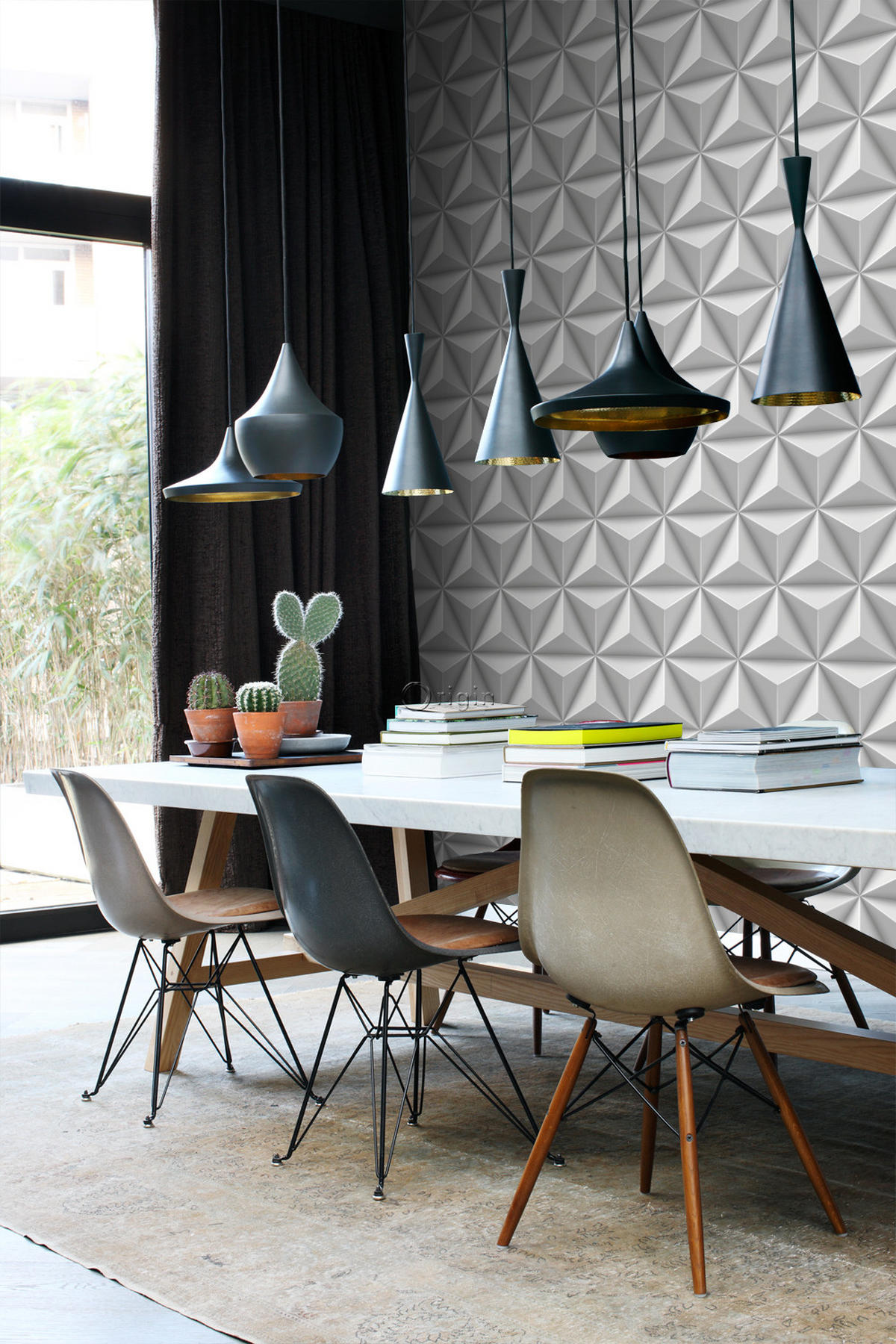 TAPETE 3D-Muster 53 cm x 10.05 m - Grau, Papier (53/1000cm) - Origin Wallcoverings