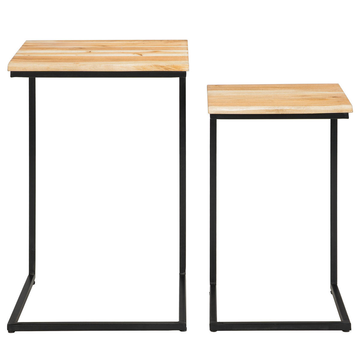 BEISTELLTISCH-SET - Akazie / Schwarz, 2-teilig - Schwarz/Akaziefarben, Holz (38/38/60cm) - home24