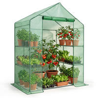 MINI Gewächshaus in Hausform, Grün, 143x73x195 cm - Grün, Metall (143/195/73cm) - Akord