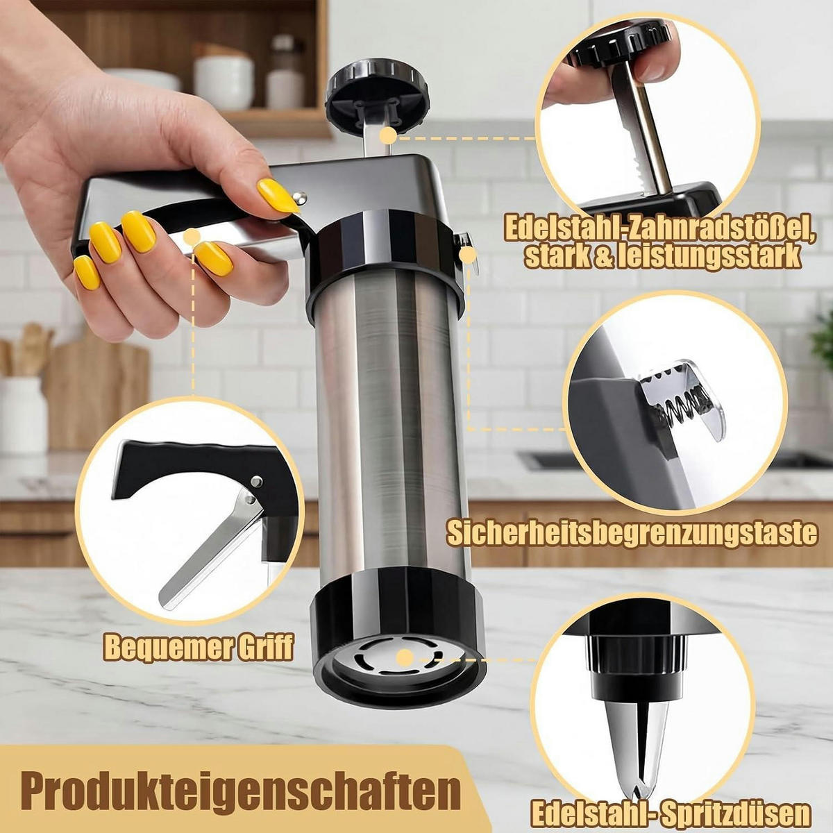 GEBÄCKPRESSE Edelstahl 24-teiliges Set - Silberfarben, Metall (15/5.6/22cm)