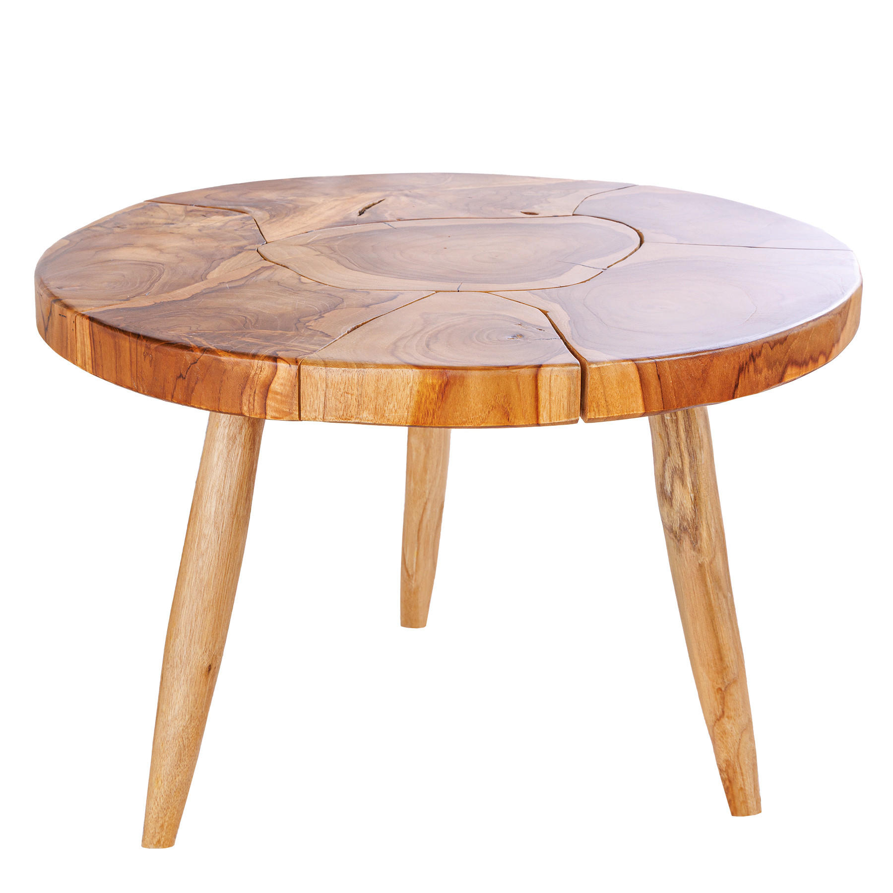 COUCHTISCH MOSAIK Teakholz rund Natur 60cm - Braun, Holz (60/60/40cm) - riess-ambiente