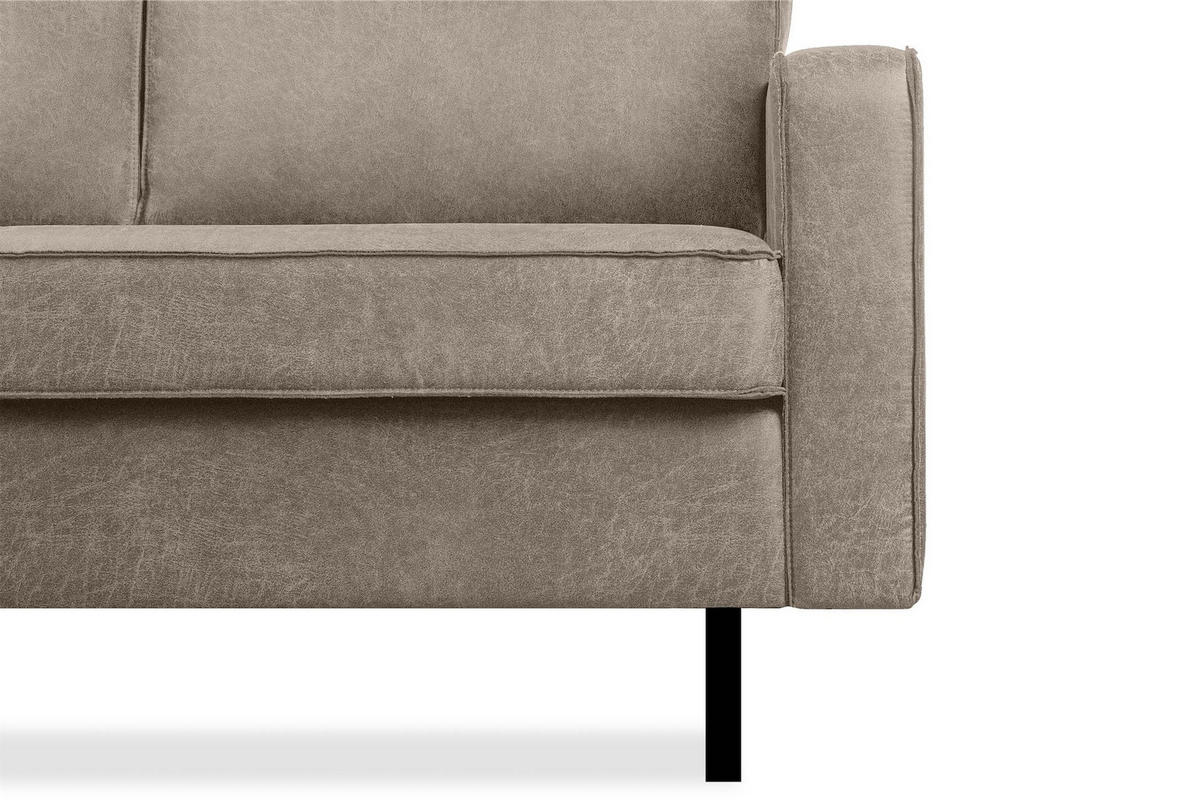 ECKSOFA-LINKS INVIA mit Armlehnen vintage, Lederoptik-Stoff, hellgrau - Hellgrau/Schwarz, Textil (234/160cm) - KONSIMO®