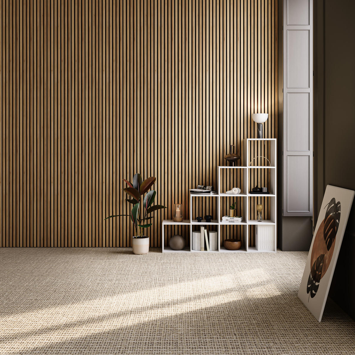 AKUSTIKPANEELE 2er Set Sonic Wall,je 60 x 120 x 2,1 cm, Größe flexibel anpassbar,Eiche hell - Eichefarben, Holz (60/120/120cm) - tectake