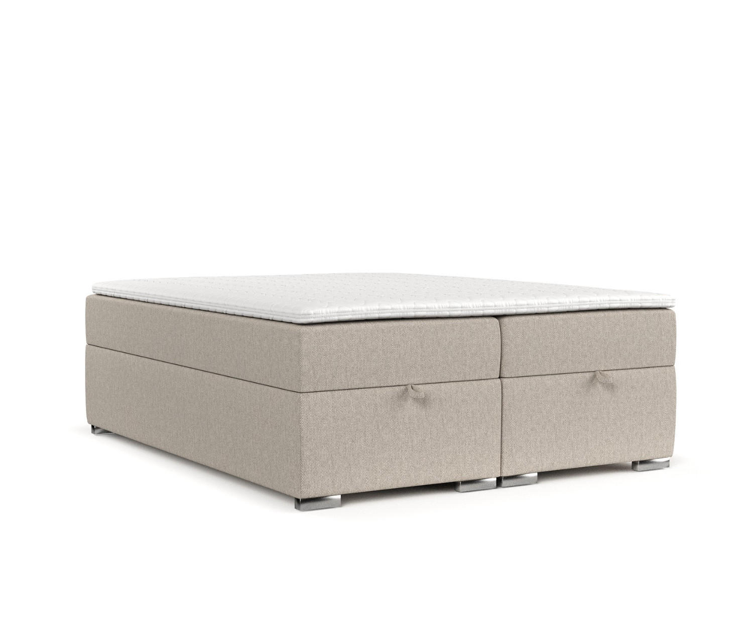 BOXBETT Reto 140/200 cm Hellbeige im Megan Stoff - Sandfarben/Chromfarben, Holz/Holzwerkstoff (140/200cm) - AltaBeds