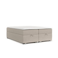 BOXBETT Reto 140/200 cm Hellbeige im Megan Stoff - Sandfarben/Chromfarben, Holz/Holzwerkstoff (140/200cm) - AltaBeds