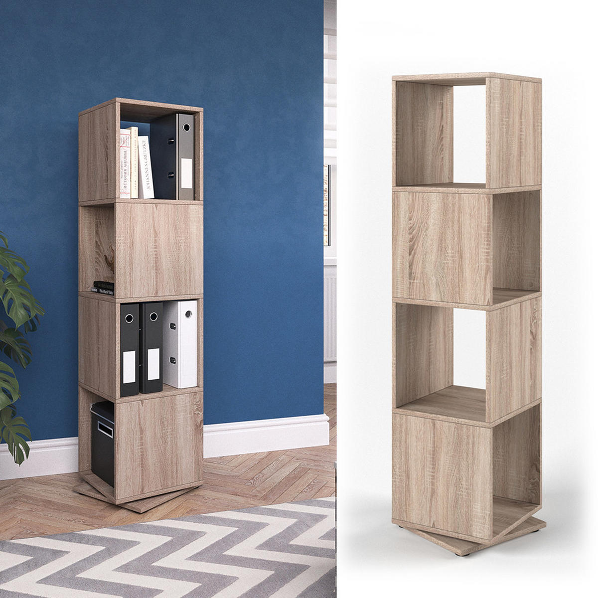 DREHREGAL Sonoma 35.2 x 144.2 cm - Sonoma Eiche, Holzwerkstoff (35.2/144.2/35.2cm) - Vicco