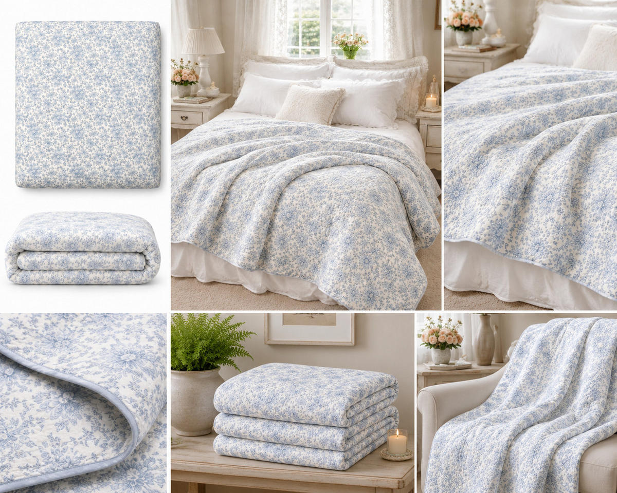 WOHNDECKE Baumwolle 140x180 cm Quilt-Optik – Gesteppt, Weich & Modern - Multicolor, Naturmaterialien (140/180cm) - AU Maison