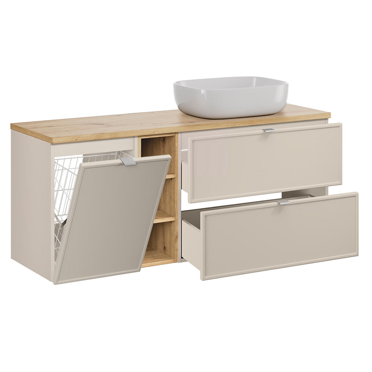 KOUPELNOVÝ NÁBYTEK 140.6cm Alba 2er-Set Kašmír - béžová, kompozitní dřevo (140.6/59/46cm) - Petits-meubles