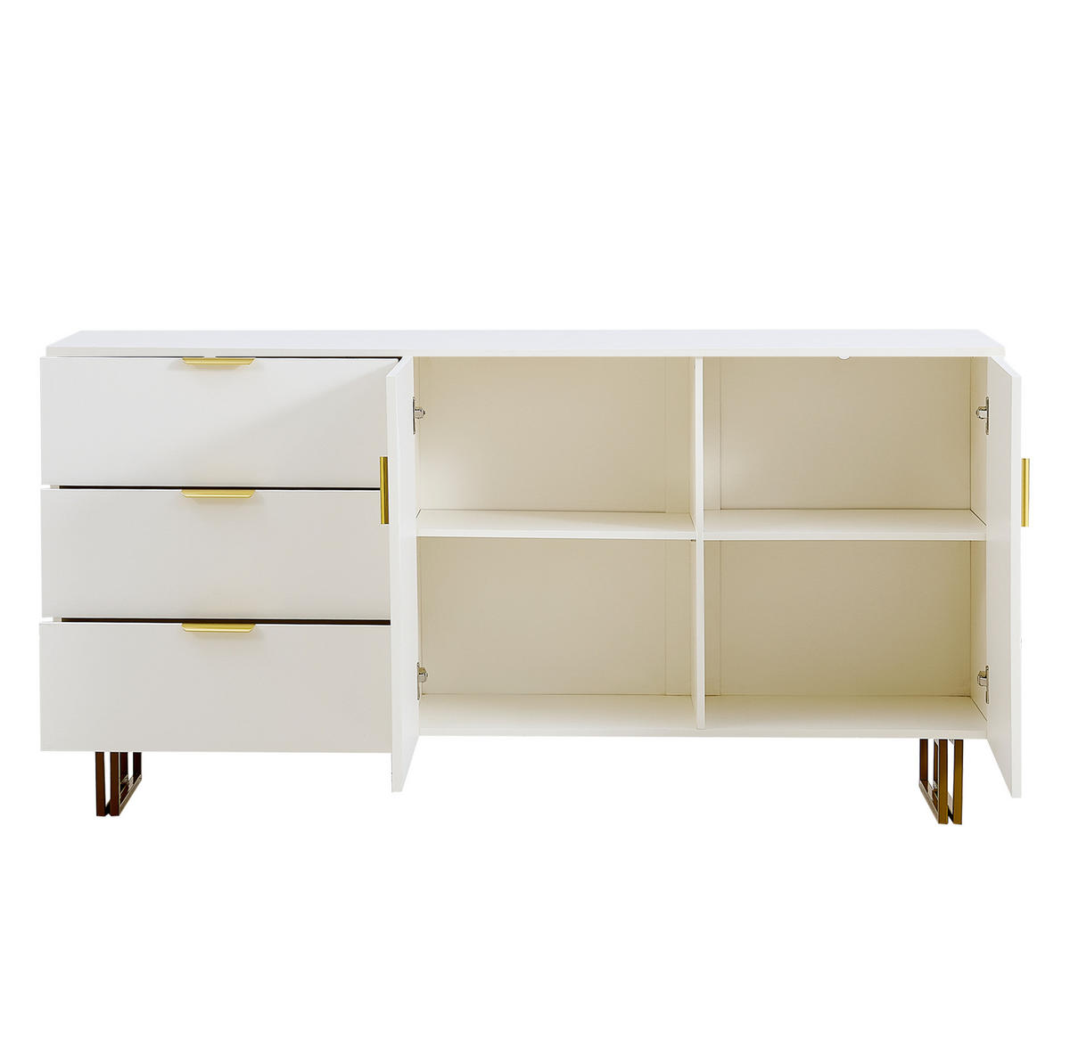 SIDEBOARD 160/40/81,5 cm Weiß aus MDF mit 3 Schubladen und 2 Türen - Weiß, Holzwerkstoff (40/81.5/160cm) - OKWISH