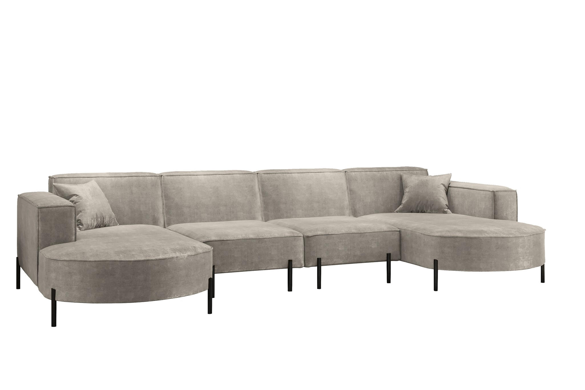WOHNLANDSCHAFT Valencia Xl - Hellgrau, Holzwerkstoff/Textil (384/80/165cm) - Fun Möbel