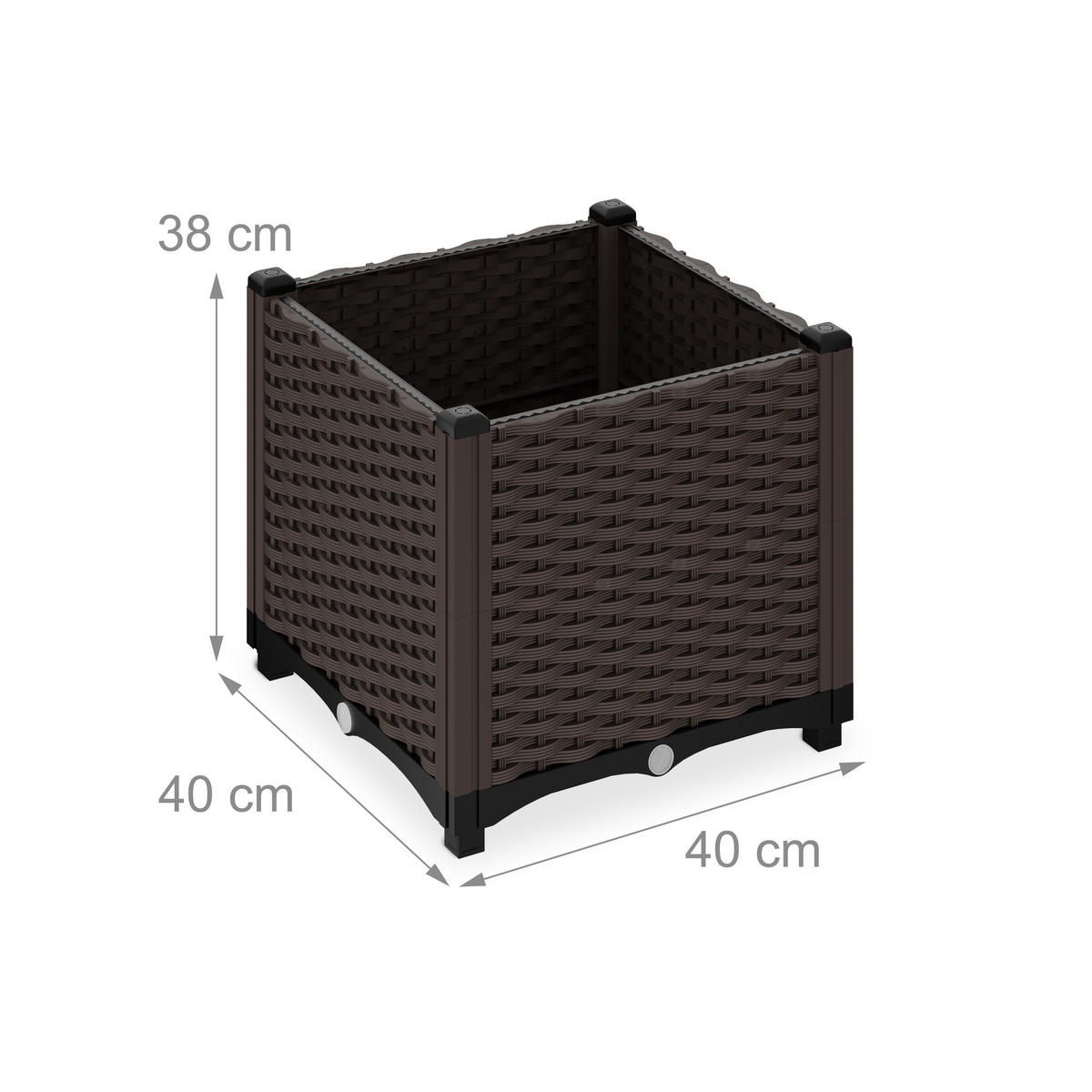 PFLANZKÜBEL - Braun, Kunststoff (40/38/40cm) - Relaxdays