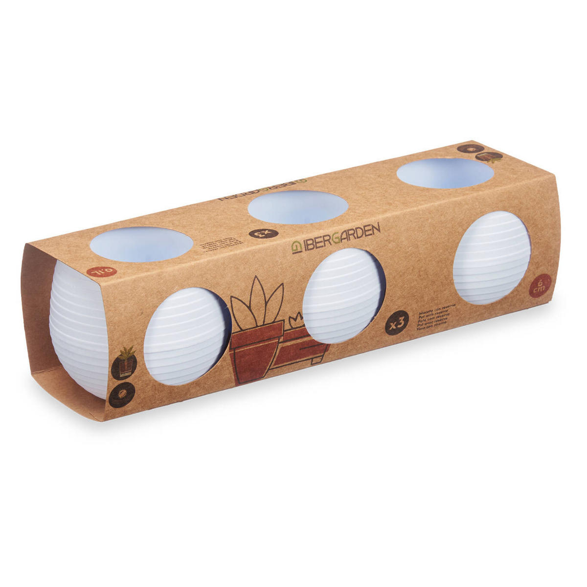 BLUMENTÖPFE Selbstbewässernd Kunststoff 3er-Set Ø 6 cm - Weiß, Kunststoff (6/6cm)