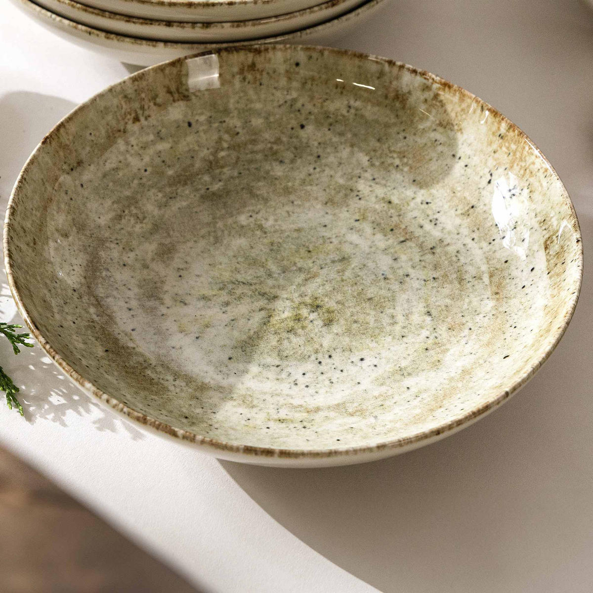 TELLER-SET ERATO 6-tlg Suppenteller Hartporzellan - Beige, Keramik (22/4/22cm) - KONSIMO®