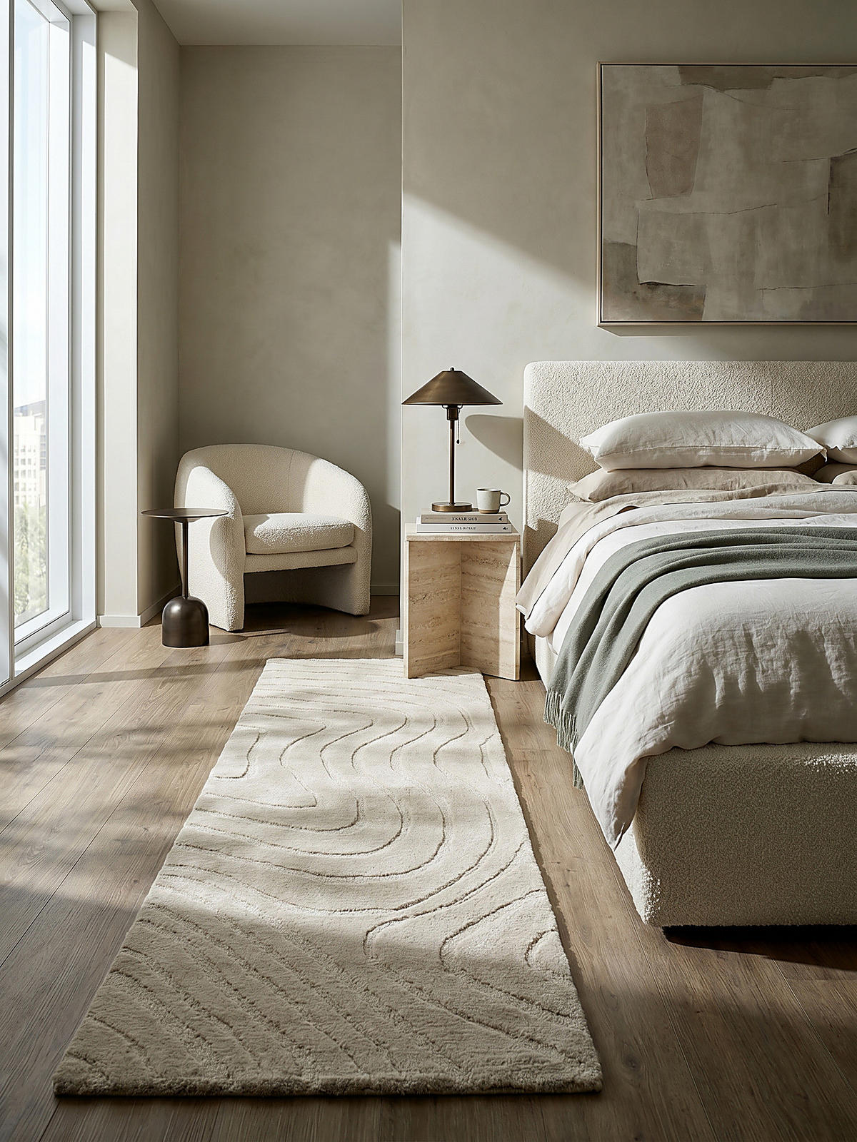 WOLLTEPPICH LEVEN, abstrakt, Beige, 60 x 230 cm - Beige, Textil (60/230cm) - KADIMA DESIGN