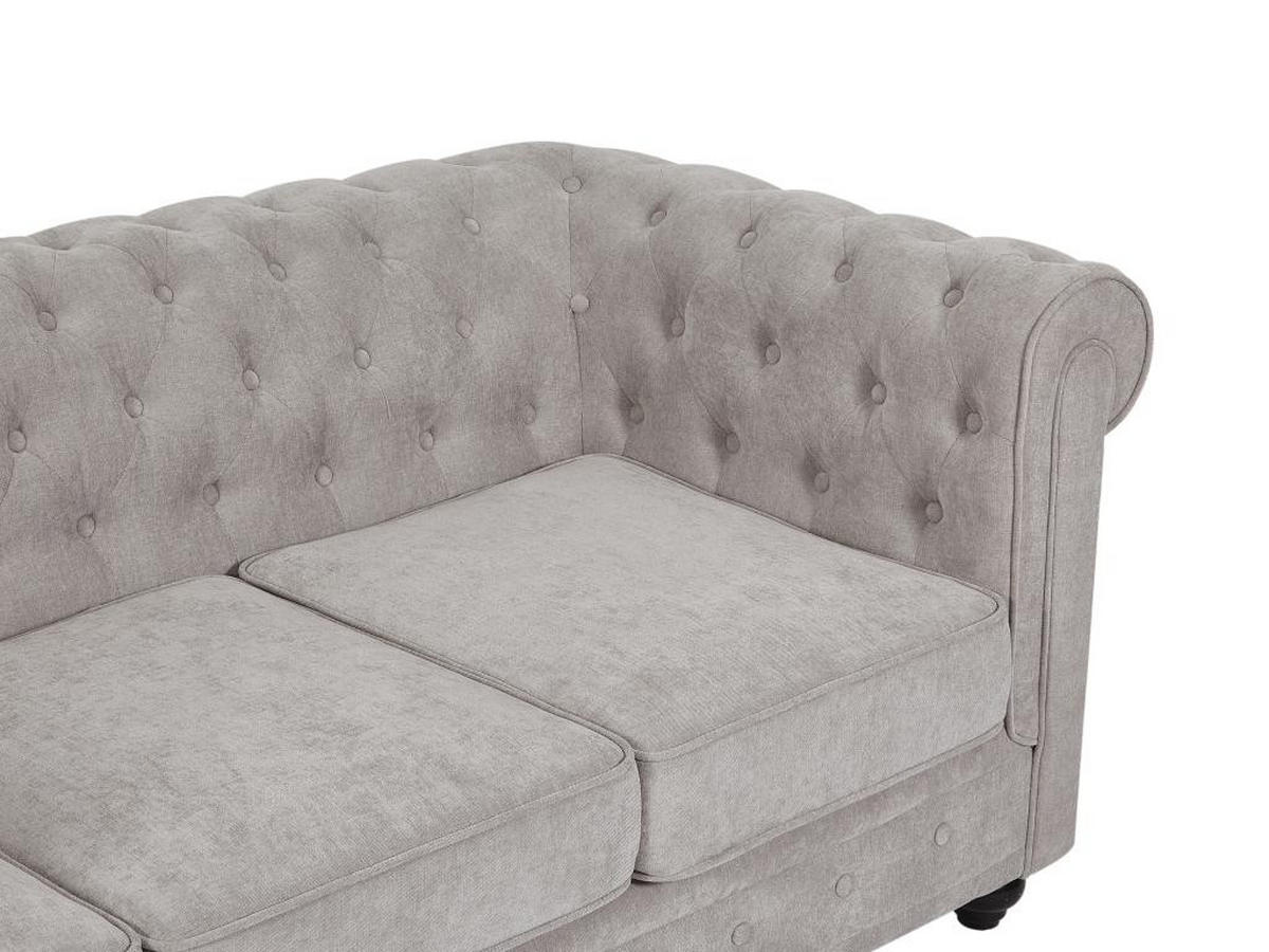 3-SITZER-SOFA - Stoff - Grau - CHESTERFIELD - Grau, Textil (88/72/205cm) - Vente-Unique