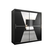 SCHWEBETÜRENSCHRANK 200/200/62 2-türig - Silberfarben/Schwarz, Holz/Kunststoff (200/200/62cm) - MÖBEL KRYSPOL