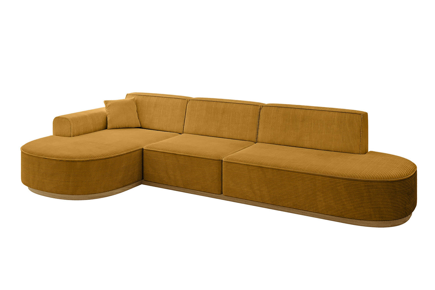 ECKSOFA Ottomane Links MARI-L2-v2 - 328x171x83 cm Senfgelb Cord - Gelb, Holzwerkstoff/Textil (328/171cm) - ALTDECOR