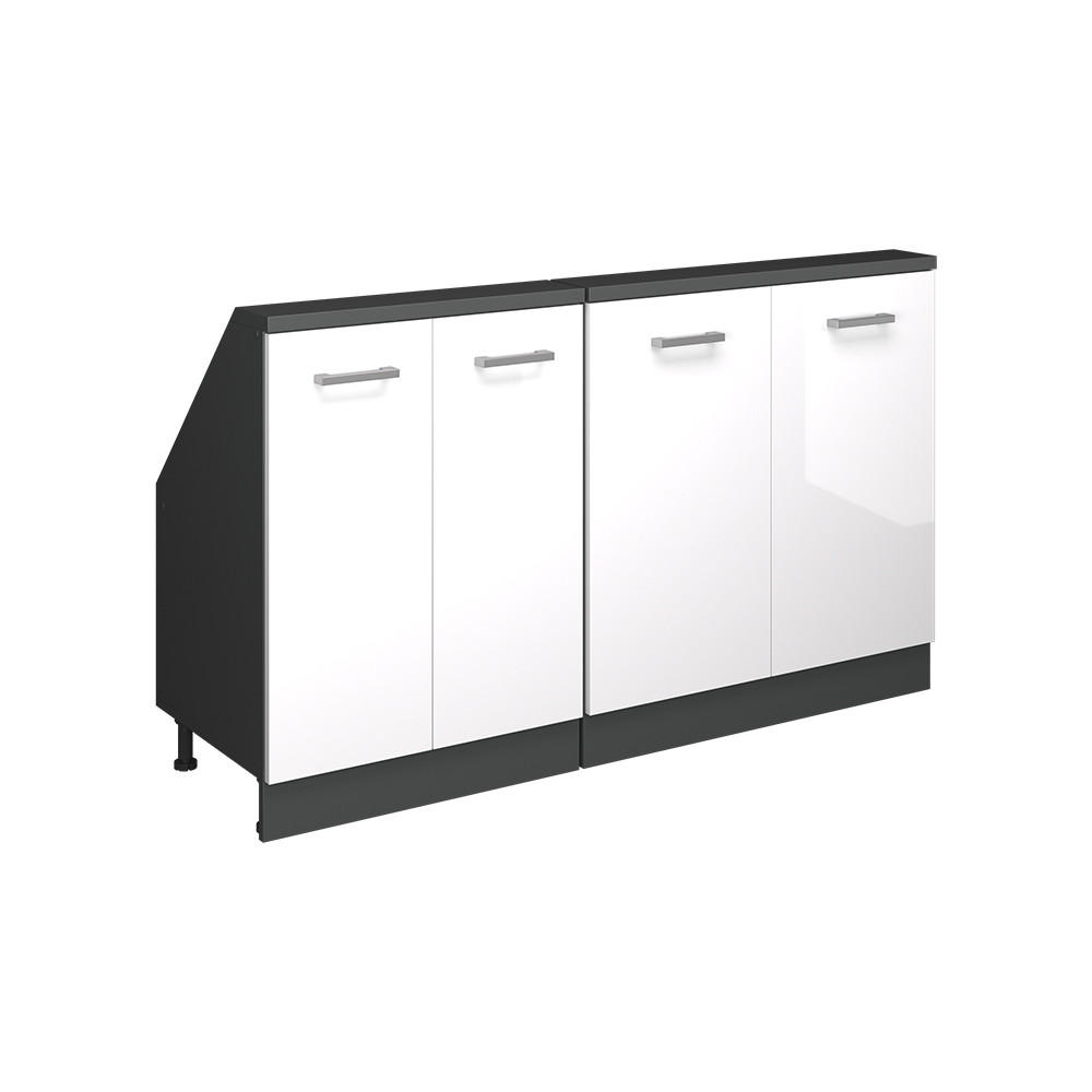 Vicco KUCHYŇSKÁ SKŘÍŇKA POD ŠIKMOU STŘECHU R-Line Bílá vysoký lesk 140 cm Sada 2 kusů