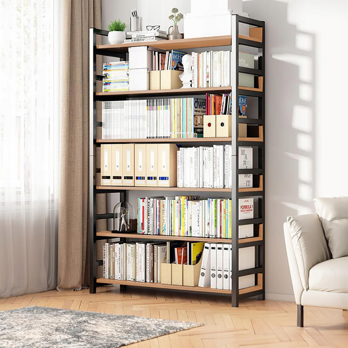 BÜCHERREGAL, braun, 80/30/174 cm - Schwarz/Braun, Holz/Metall (80/174/30cm) - MUVU