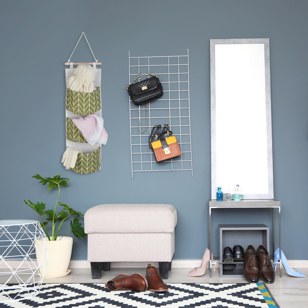 ZÁVĚSNÝ organizér - různobarevná, dřevo/textil (20/74/8cm) - Relaxdays