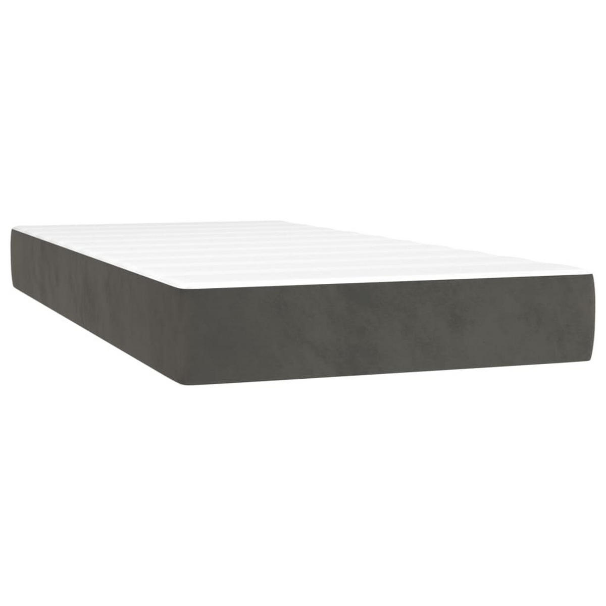 BOXSPRINGBETT MIT MATRATZE & LED DUNKELGRAU 100X200 CM SAMT - Dunkelgrau, Textil - vidaXL