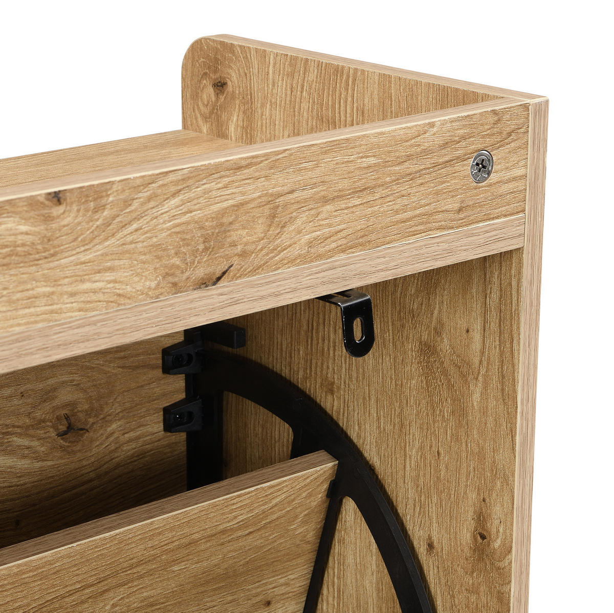 SCHUHSCHRANK 108,5/24/100 cm in Holzfarbe mit Rattantüren und Metallgestell - Naturfarben, Holzwerkstoff (108.5/100/24cm) - Flora Grace