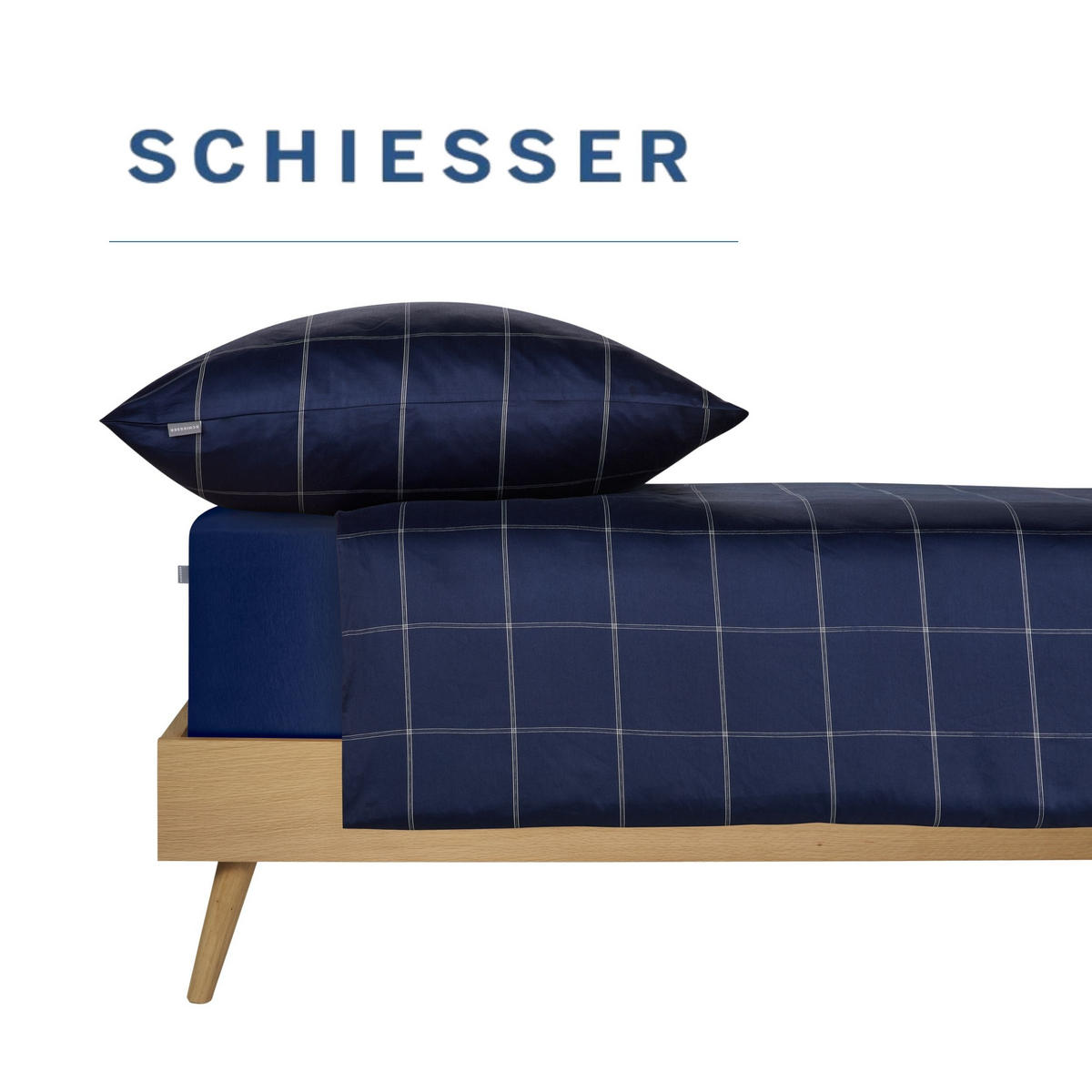 BETTWÄSCHESET Josh - Baumwollsatin - 2-teilig - 135 x 200 cm - Dunkelblau - Dunkelblau, Textil (135/200cm) - SCHIESSER