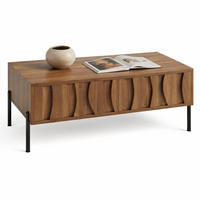 COUCHTISCH in Naturfarben Wohnzimmertisch mit 2 Schubladen und Metallbeinen, für Stauraum und Alltag, B105/T55/H41cm - Schwarz/Naturfarben, Holzwerkstoff/Metall (55/105/41cm) - STILVORA