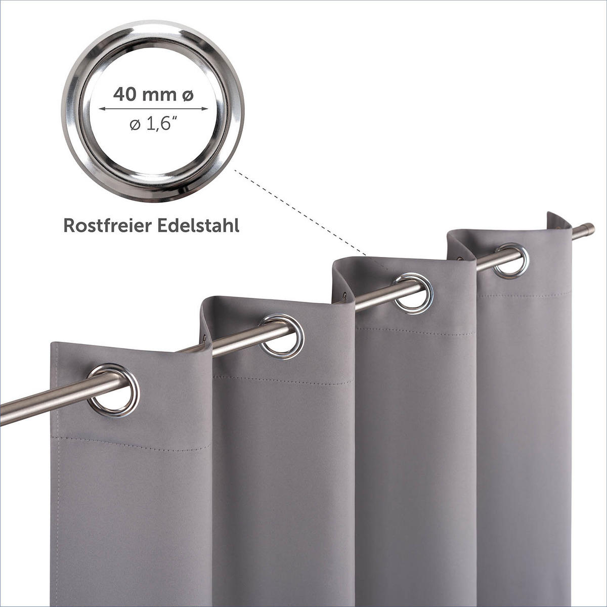 VERDUNKLUNGSVORHÄNGE Emelie 140/145 cm,2er-Set, mit Hitze- und Kälteschutz,Grau - Grau, Kunststoff (140/145cm) - Blumtal