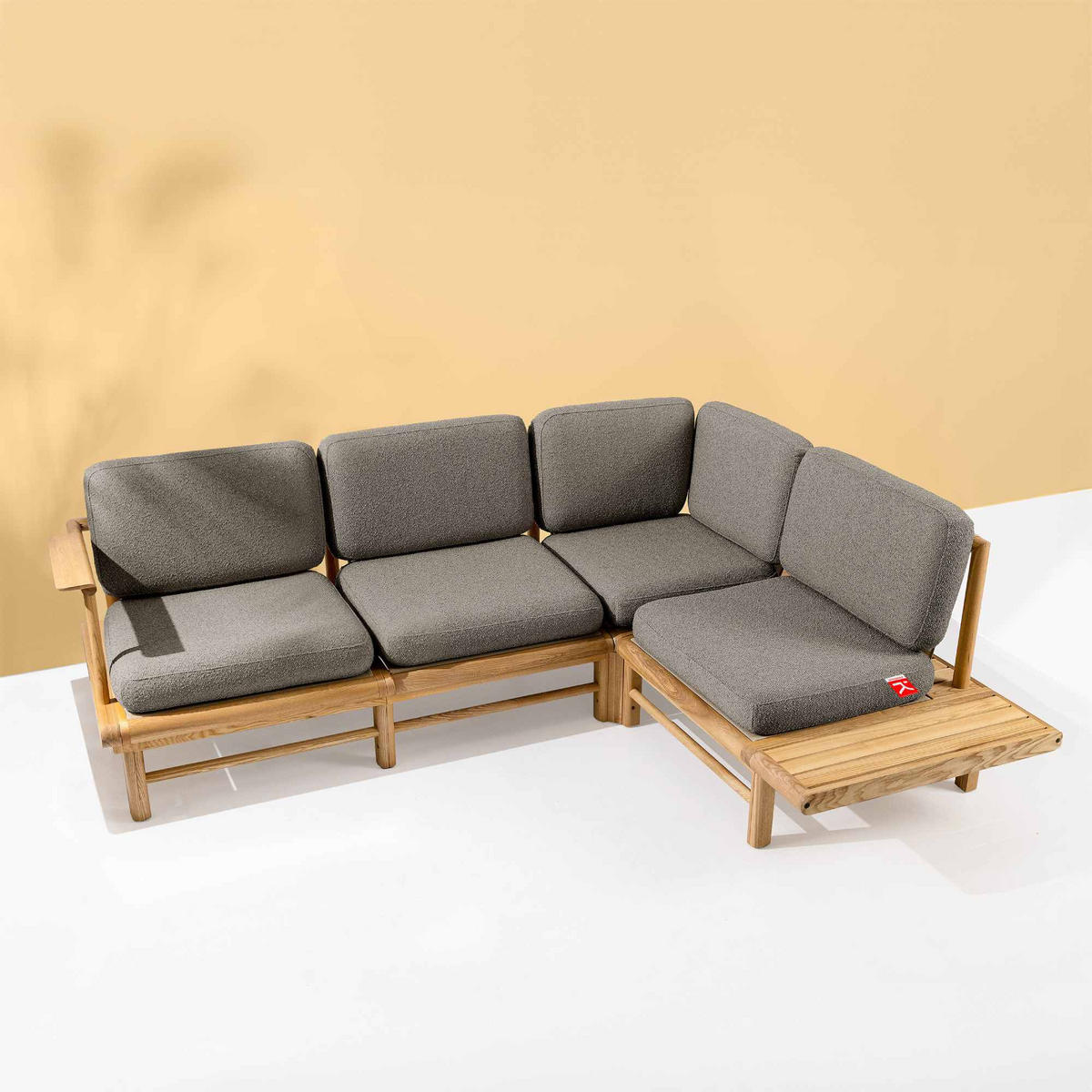 LOUNGESOFA ATREDA rechts - Grau, Holz/Textil (230/74/175cm) - KONSIMO®