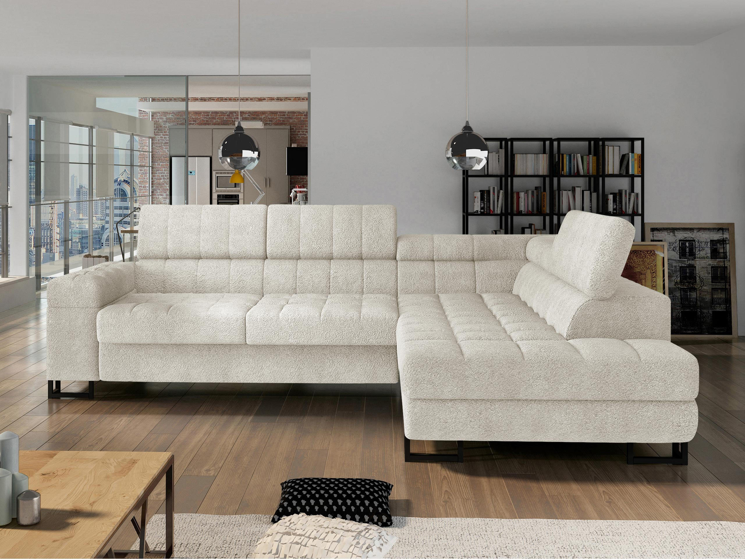 ECKSOFA Laris, Seite: Rechts - Creme/Schwarz, Holz/Textil (271/203cm) - MIRJAN24