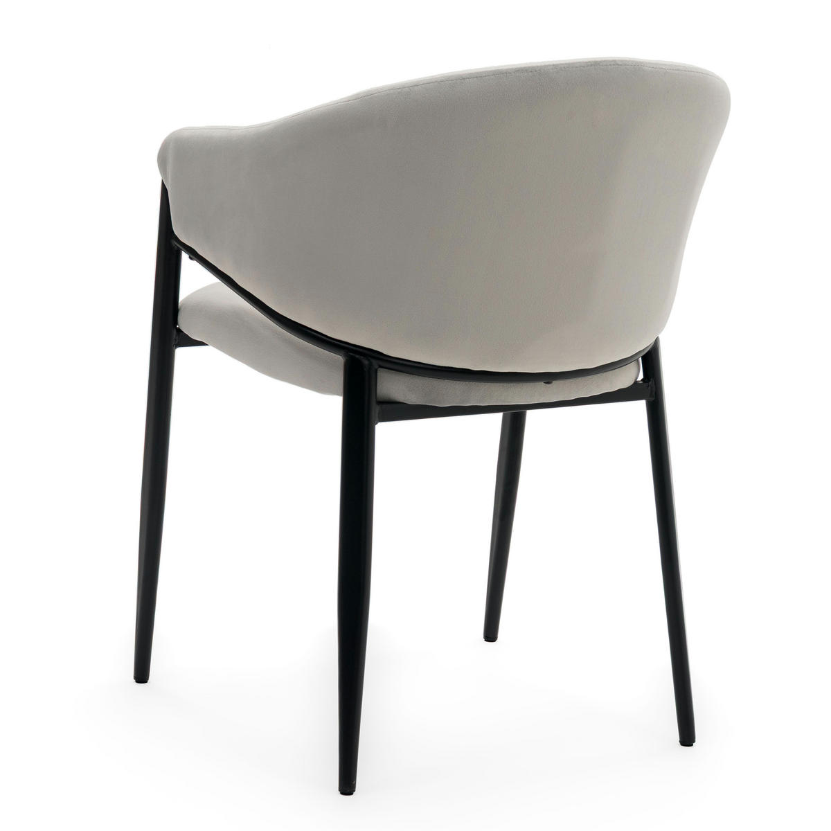 STUHL BUENO gespolsterter - hellgrau - Glamour Velour Samt - Hellgrau/Schwarz, Textil/Metall (57/81/59cm) - NEW HOME