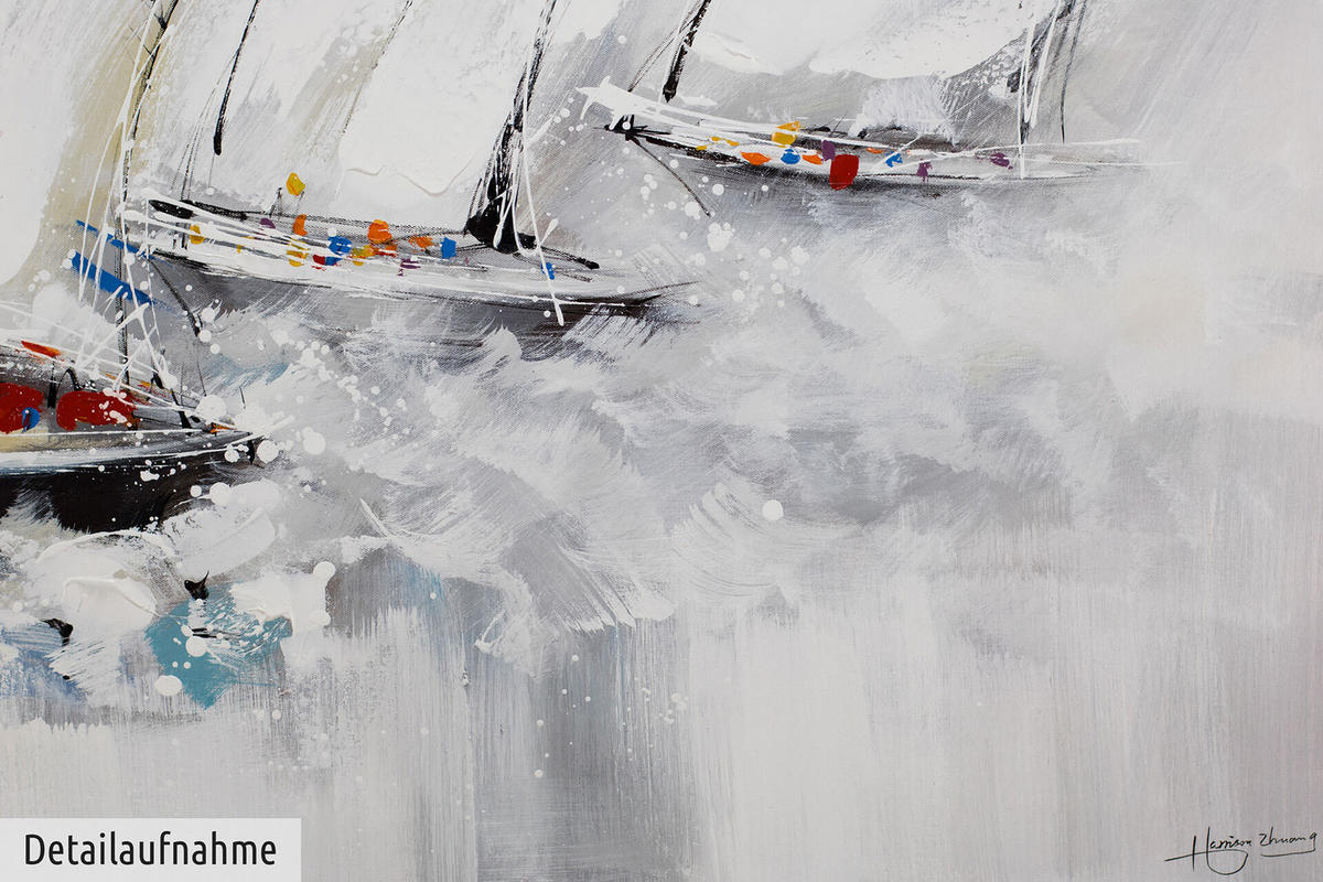 ACRYLBILD HANDGEMALT 120/60 cm - Grau, Holz/Textil (1.86/60cm) - KUNSTLOFT