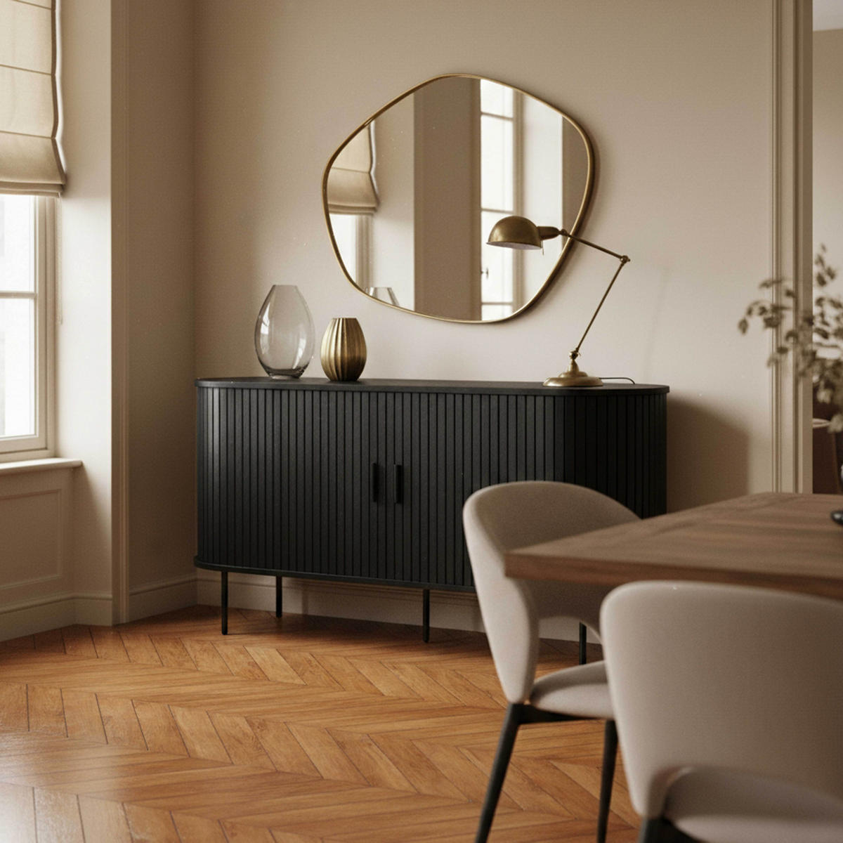 SIDEBOARD 140 cm, Schwarz - Schwarz, Holz (40/76/140cm) - Oviala