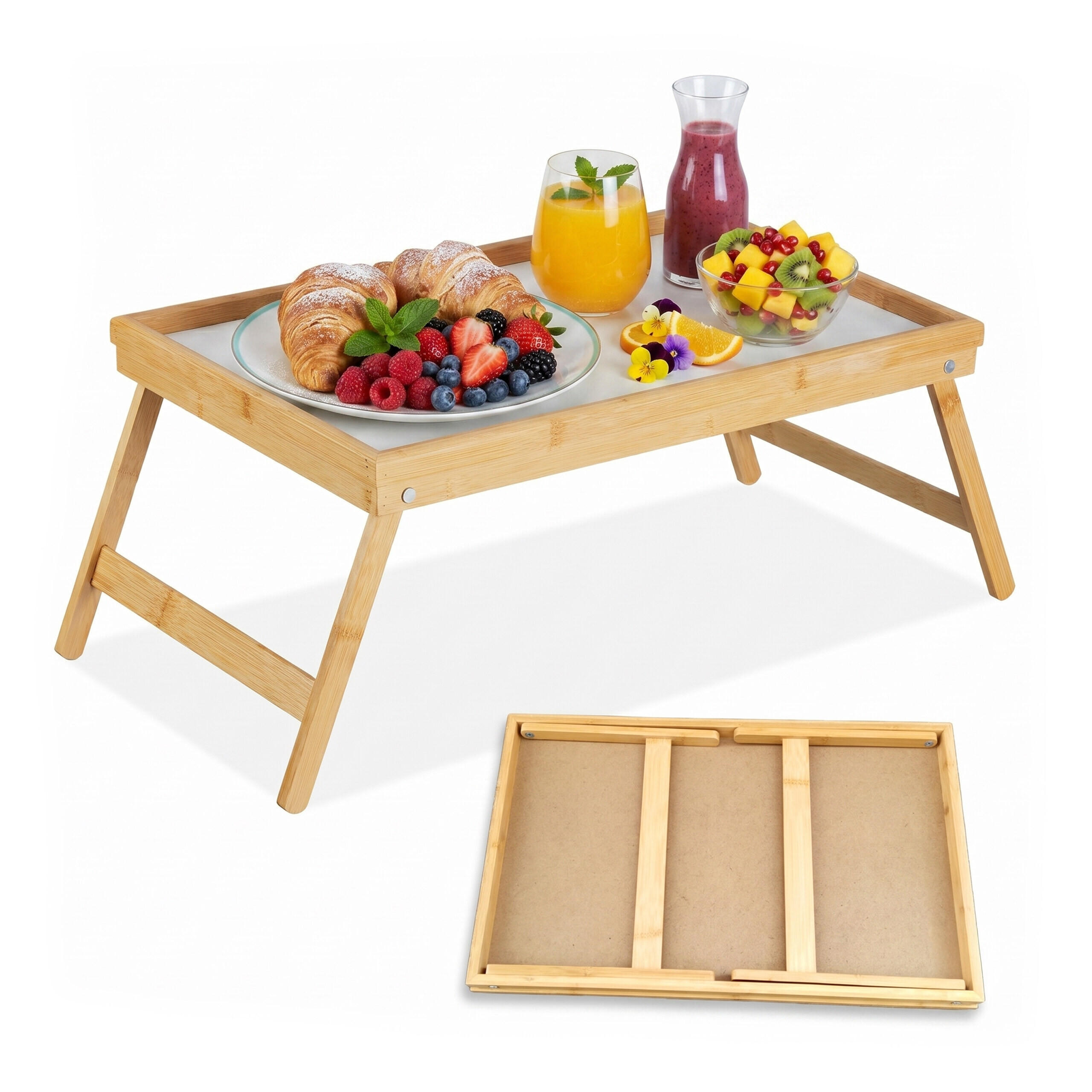Relaxdays PODNOS Přírodní bílá skládací bambus MDF 63 cm