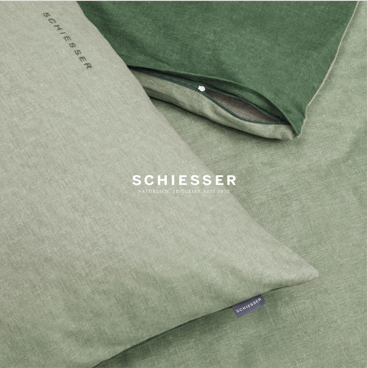 BETTWÄSCHESET Doubleface - Feinbiber - 2-teilig - 155 x 220 cm - Grün - Grün, Textil (155/220cm) - SCHIESSER