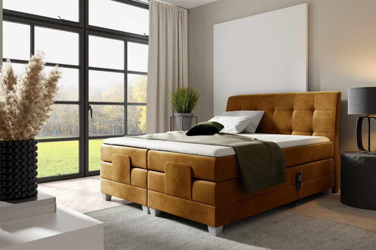 BOXSPRINGBETT Elektrisch Franco - Gelb, Holzwerkstoff/Textil (120/200cm) - Fun Möbel