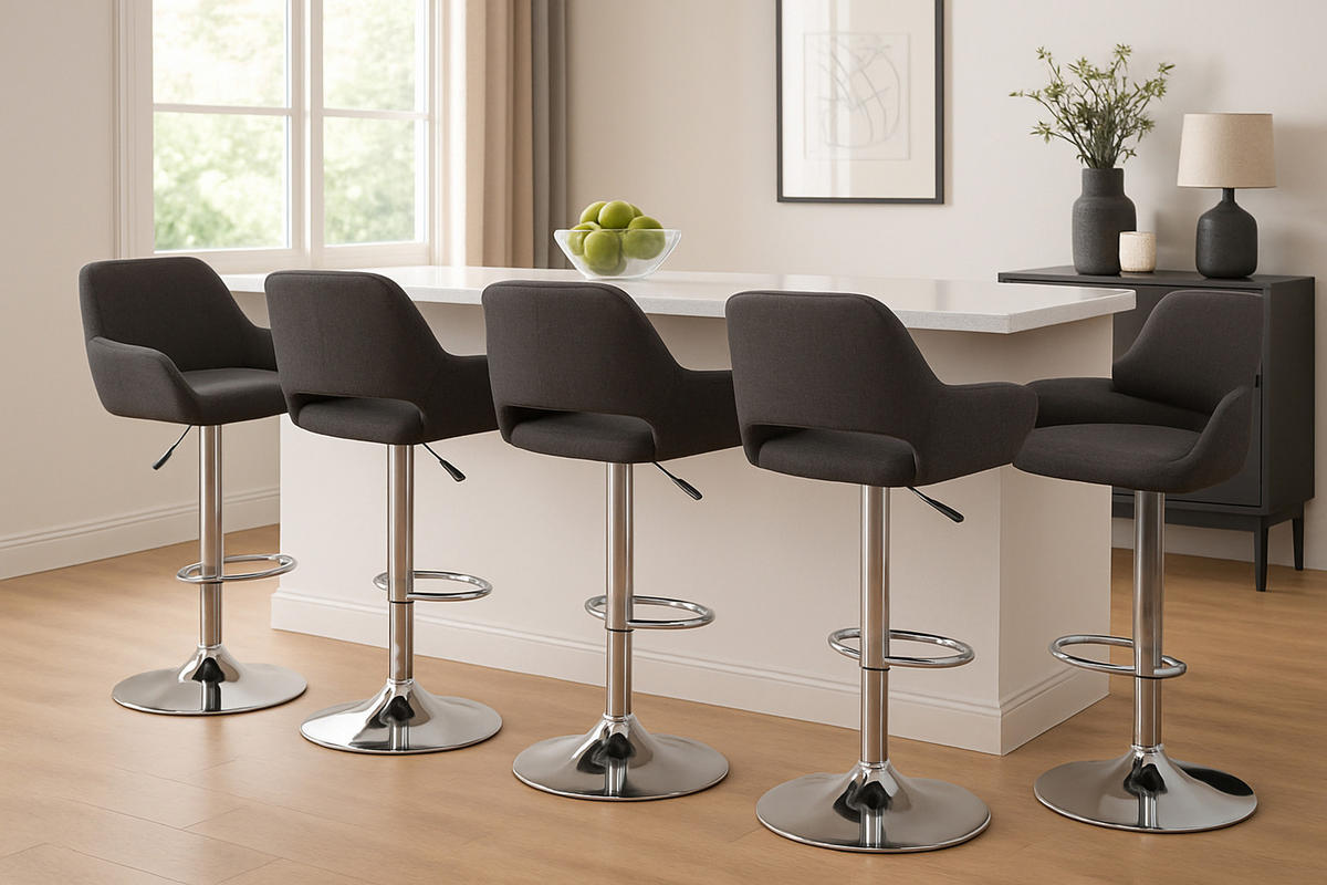 BARHOCKER 2er Set Prag Stoff chrom dunkelgrau - Chromfarben/Dunkelgrau, Textil/Metall (51/109/52cm) - TPFLiving